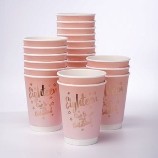 18th Birthday Paper Cups in Pink and Rose Gold (20pcs) 5