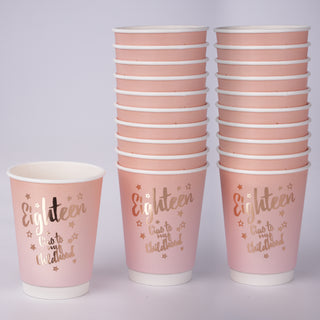 18th Birthday Paper Cups in Pink and Rose Gold (20pcs) 1