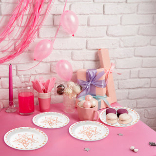 Happy 18th Birthday Paper Plates in Pink Milestone Birthday 24 pcs