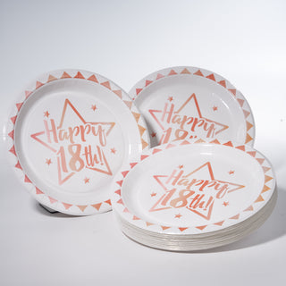 Happy 18th Birthday Paper Plates in Pink Milestone Birthday 24 pcs