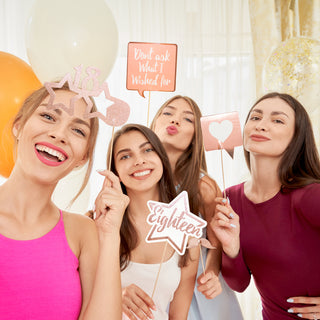 18th Birthday Selfie Props Set in Rose Gold (16pcs) 2