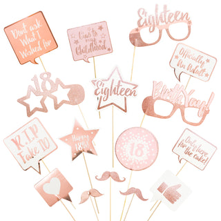 18th Birthday Selfie Props Set in Rose Gold (16pcs) 1
