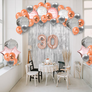 30th Birthday Balloons Backdrop Set in Rose Gold and Silver (47pcs) 4