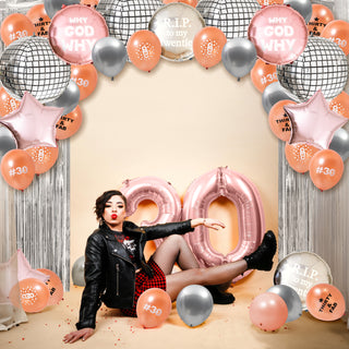 30th Birthday Balloons Backdrop Set in Rose Gold and Silver (47pcs) 2