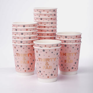 30th Birthday Paper Cups Milestone Set in Pink and Rose Gold (20pcs) 2