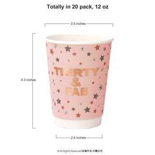 30th Birthday Paper Cups Milestone Set in Pink and Rose Gold (20pcs) 6