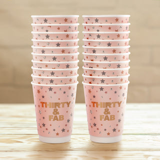 30th Birthday Paper Cups Milestone Set in Pink and Rose Gold (20pcs) 1