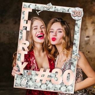 30th Birthday Selfie Frame Prop in Silver and Rose Gold 2