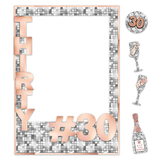 30th Birthday Selfie Frame Prop in Silver and Rose Gold 1