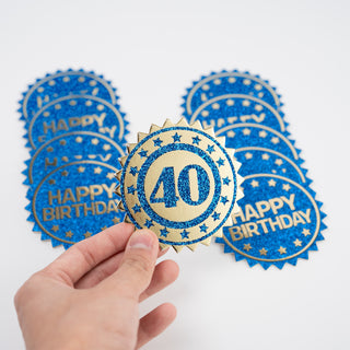 40th Birthday Sash and Party Hats Set in Navy Blue and Gold (13pcs) 5