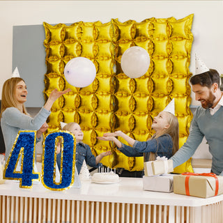 40th Birthday Backdrop and Centerpiece Set Gold and Navy Blue (4pcs) 4