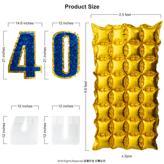 40th Birthday Backdrop and Centerpiece Set Gold and Navy Blue (4pcs) 6
