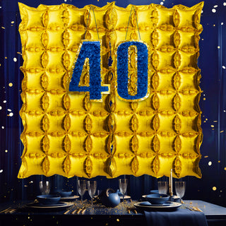 40th birthday Gold and Navy Blue backdrop and Centerpiece Milestone