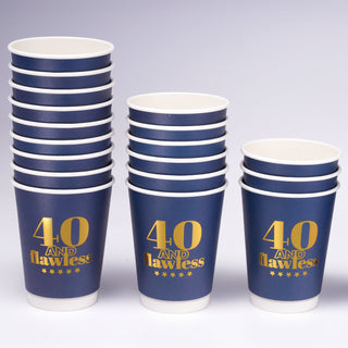 40th Birthday Paper Cups in Navy Blue and Gold (20 pcs) 4