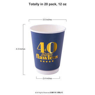 40th Birthday Paper Cups in Navy Blue and Gold (20 pcs) 6