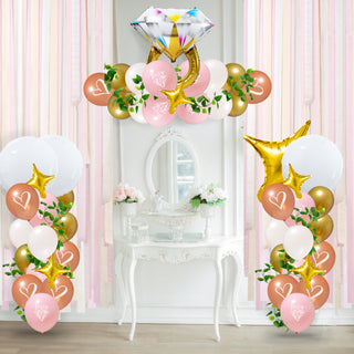 Bridal Shower Balloons and Streamers Kit Pink and Gold (69 pcs)