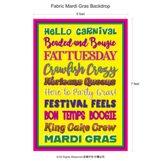 Mardi Gras Carnival Yellow, Green, Purple and Pink Backdrop 5x7 ft 9