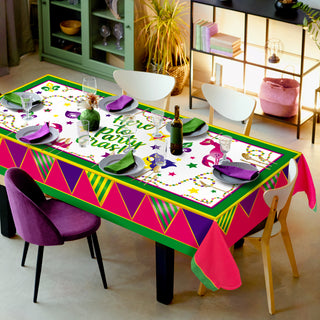 Mardi Gras Carnival Yellow Green, Purple and Pink Tablecloth 2