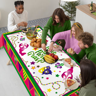Mardi Gras Carnival Yellow Green, Purple and Pink Tablecloth 3