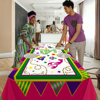 Mardi Gras Carnival Yellow Green, Purple and Pink Tablecloth 4