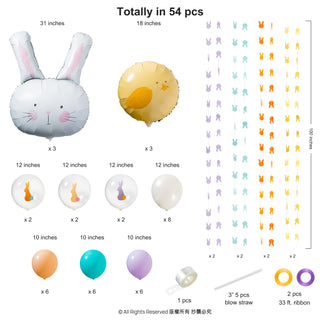 Bunny Easter Balloons and Garlands Kit in Pastel Colors Details