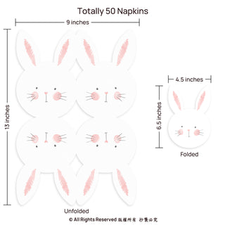 Bunny Shaped Paper Napkins Dimensions