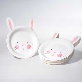 Bunny Shaped Plates in White and Pink 24 pcs details