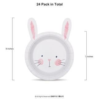 Bunny Shaped Plates in White and Pink 24 pcs dimensions