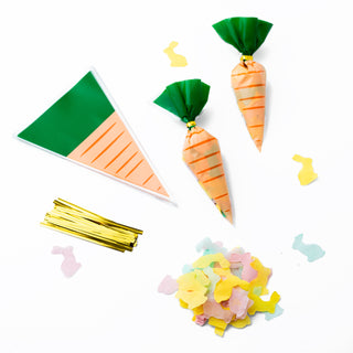 Easter Carrot Shape Confetti Bags with Bunny Confetti  Main