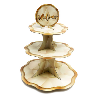 Welcome 3-tier Champagne Gold Cupcake Stand 1