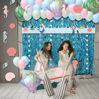 Mermaid Balloons, Garlands and Wavy Holographic Curtains Kit 5