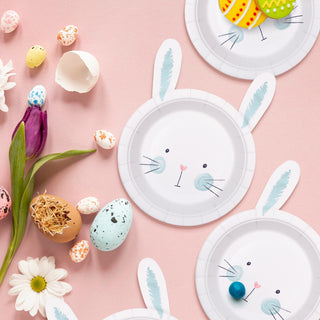 Bunny Shaped Plates in White and Blue 24 pcs 1