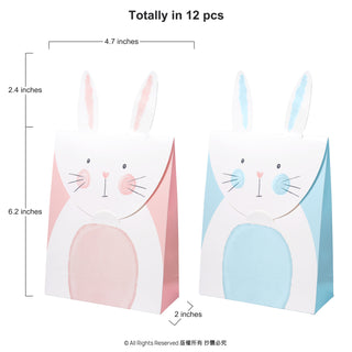 Easter Bunny Paper Gift Bags Pink and Blue (12pcs) 4