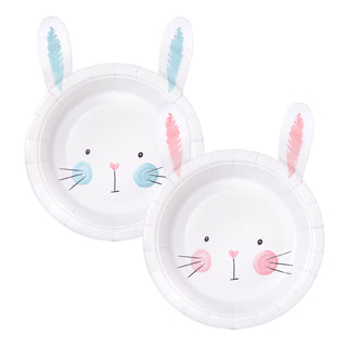 Bunny Shaped Plates in White, Blue and Pink 24 pcs