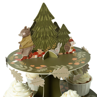 Woodland Creature Cupcake Stand and Cake Toppers set (32 Pcs) detail
