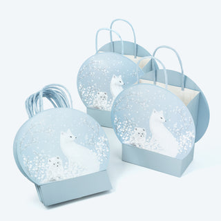 Fox Gift Bag Set in Blue and White (8pcs) 2