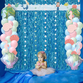 Mermaid Balloons, Garlands and Wavy Holographic Curtains Kit 1