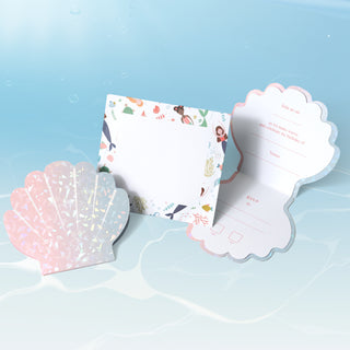 Under the Sea Mermaid Invitations and Envelopes Iridescent Shell (8 pcs) main