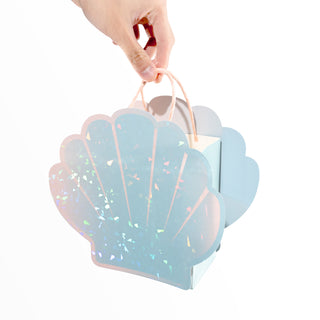 Sea Shell Shaped Mermaid Gift Bag Iridescent (8pcs) details