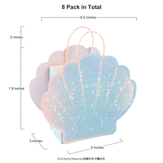 Sea Shell Shaped Mermaid Gift Bag Iridescent (8pcs)