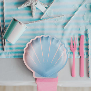 Mermaid Shell Plates in Blue and Pink ( 24 pcs) 1