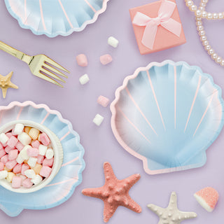 Mermaid Shell Plates in Blue and Pink ( 24 pcs) 2