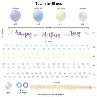 Pastel Mother’s Day Balloons Garlands Kit (58 pcs)
