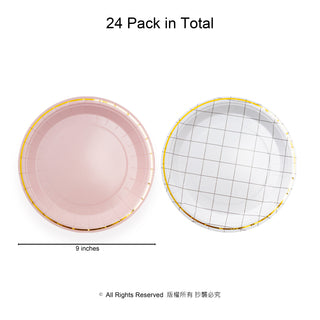 Pastel Plates Set in  Pink and Gold (24pcs) 6