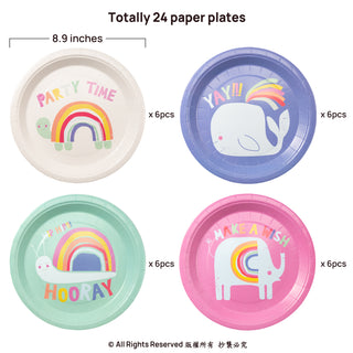 Rainbow Animal Print Party Plates Set (24pcs) 6