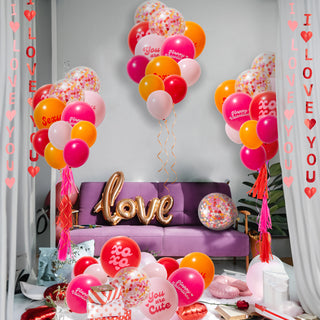 Valentine's Day Balloons Set in Pink, Orange and Red (50pcs) 5