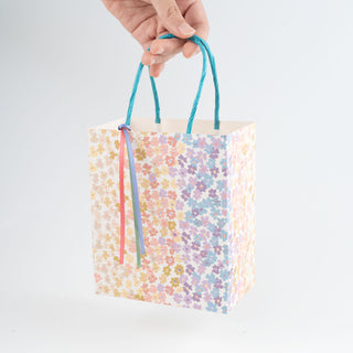 Mother's Day Pastel Flowers Gift Bags with Ribbon Decorations (12 pcs)
