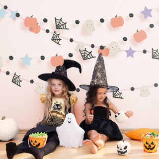 4pcs Pastel Halloween Party Decorations Pumpkin Ghost Garlands