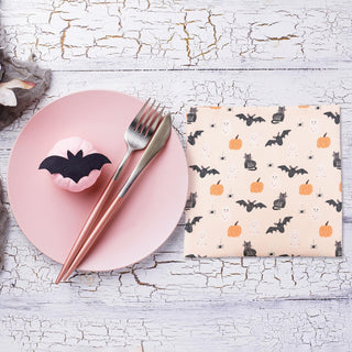 Pastel Halloween Fabric Napkin with Bat Cat Ghost (6pcs) 2