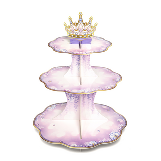 Lavender Floral Crown 3-Tier Cupcake Stand 1